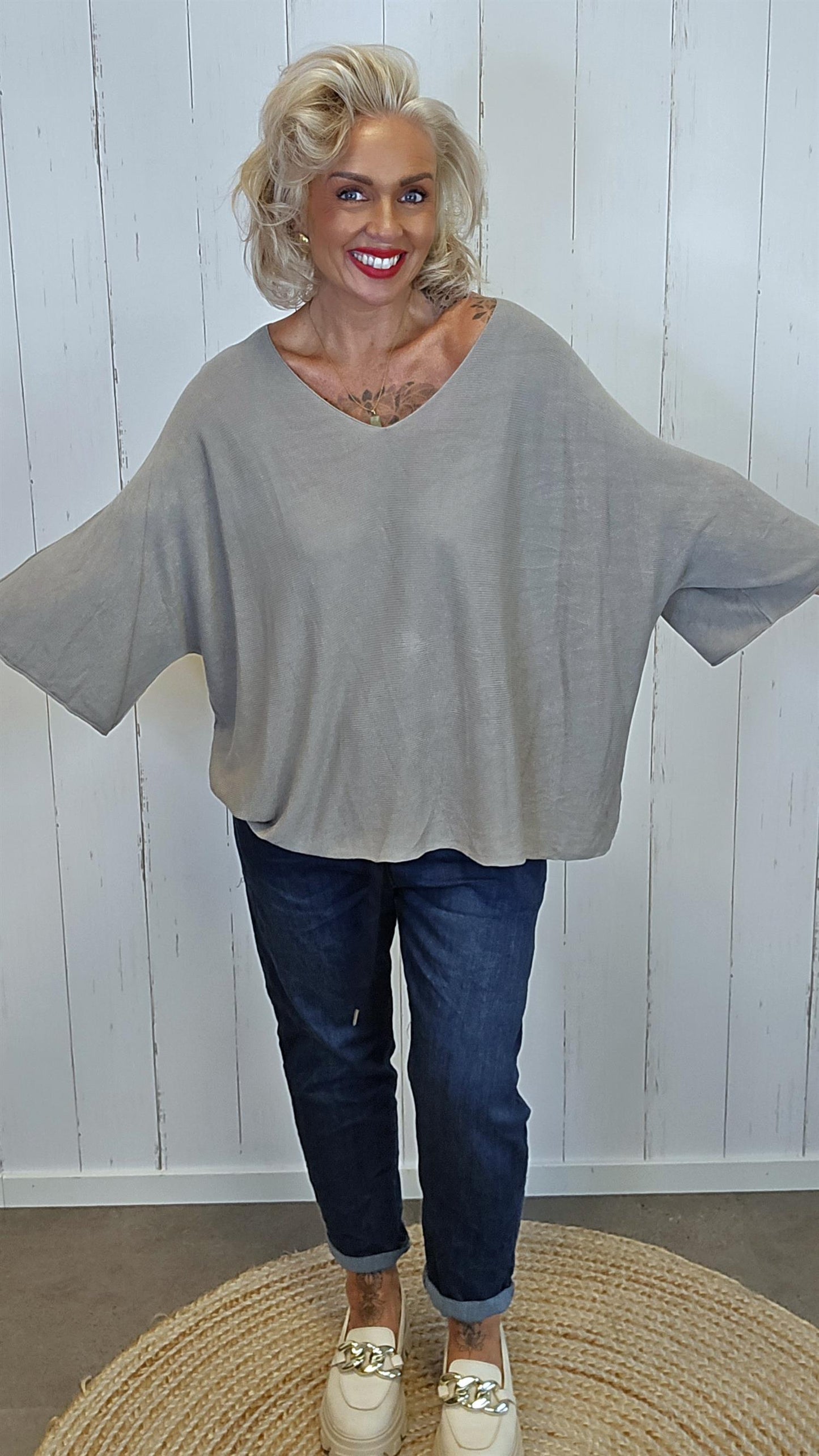 Leah genser topp taupe