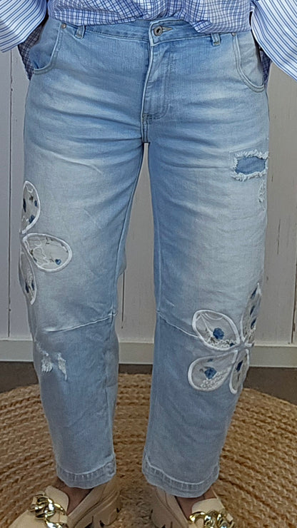 Cindy jeans med blomst
