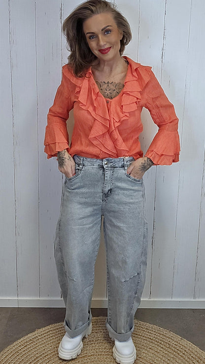 Karostar Barrel jeans lysegrå