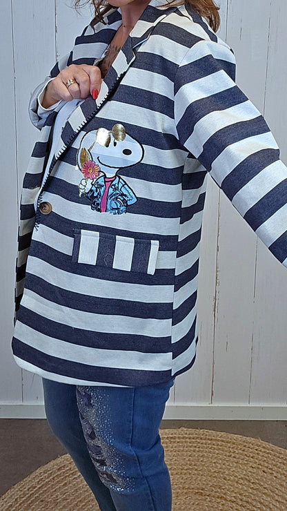 Livja blazer stripet blå/hvit