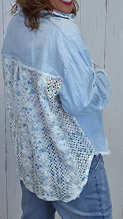 Kine denim skjorte lyseblå