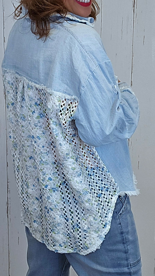Kine denim skjorte lyseblå