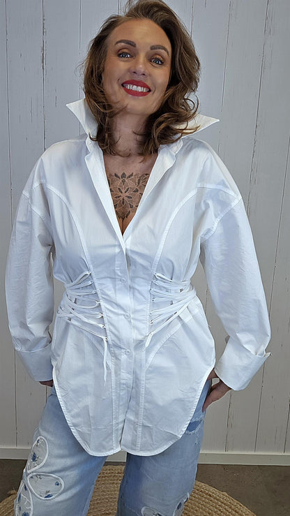 Alva korsettskjorte hvit