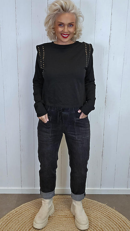 Vega jeans med doble skrålommer svart