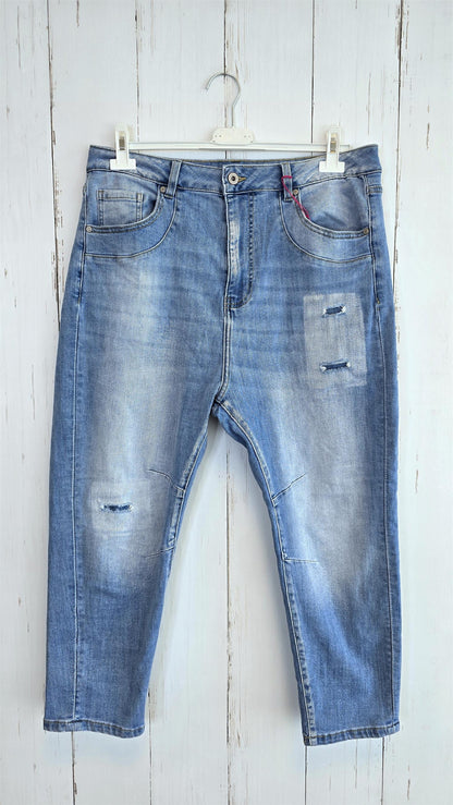 Daisy denim bukse med slitasjedetaljer