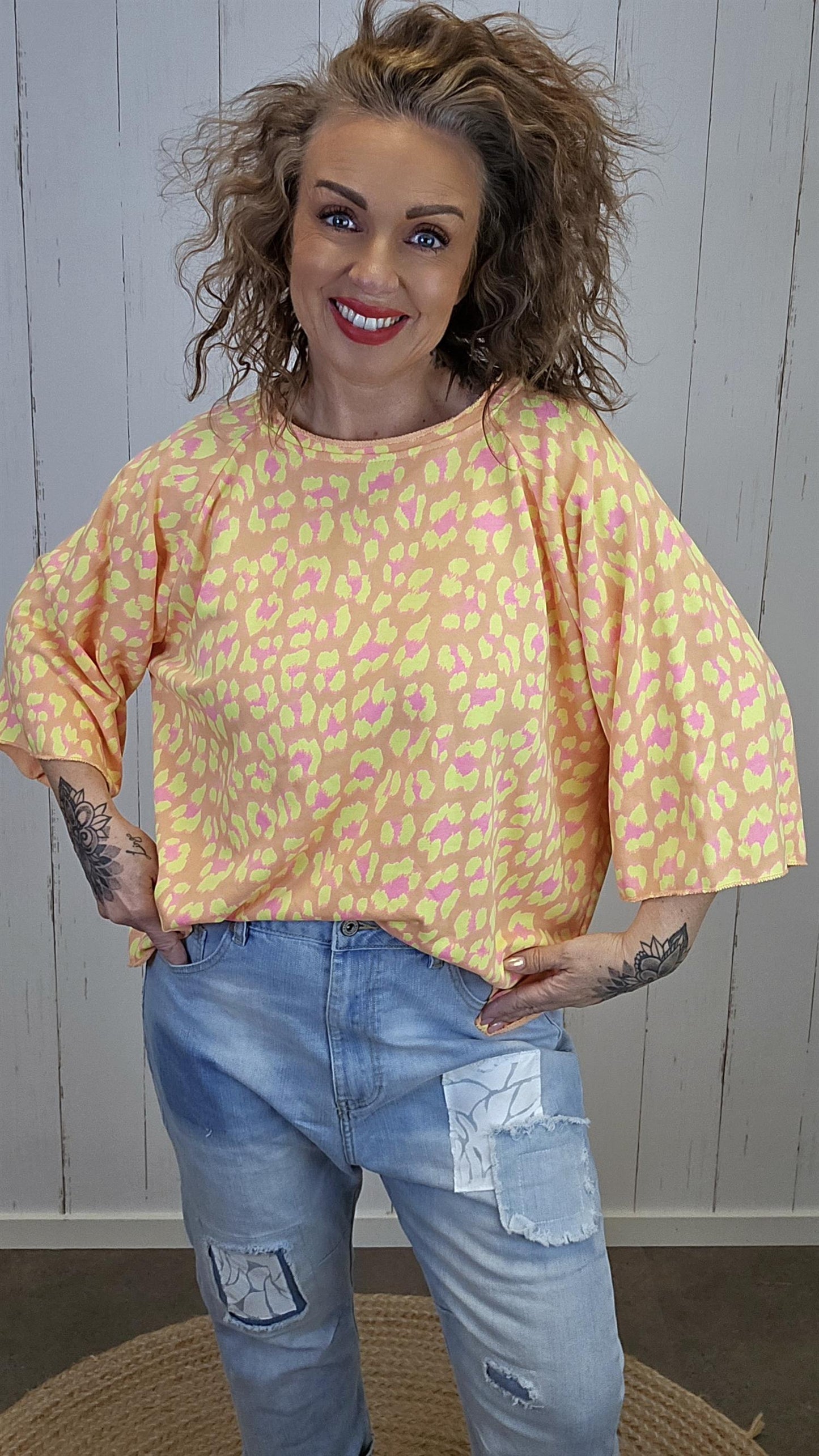 Luna leopardtopp orange