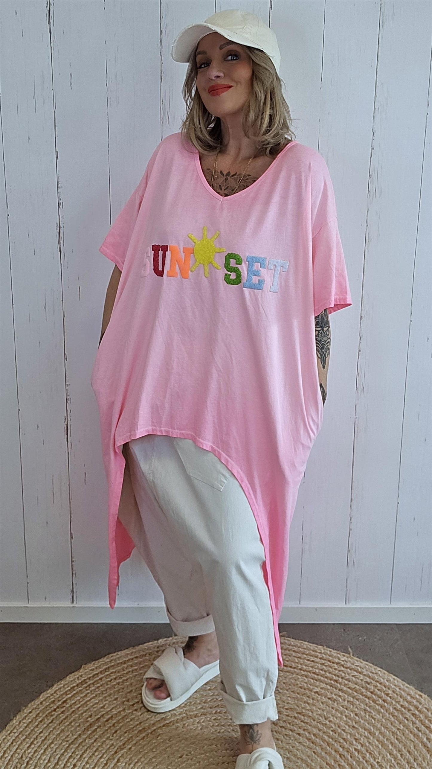 Stine kjole med “Sunset”-print rosa