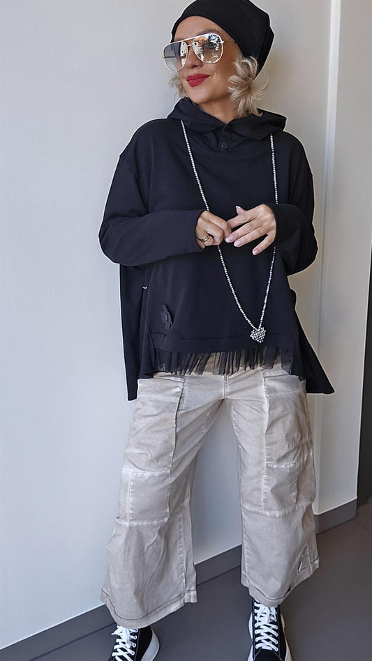 Tulle hette genser svart