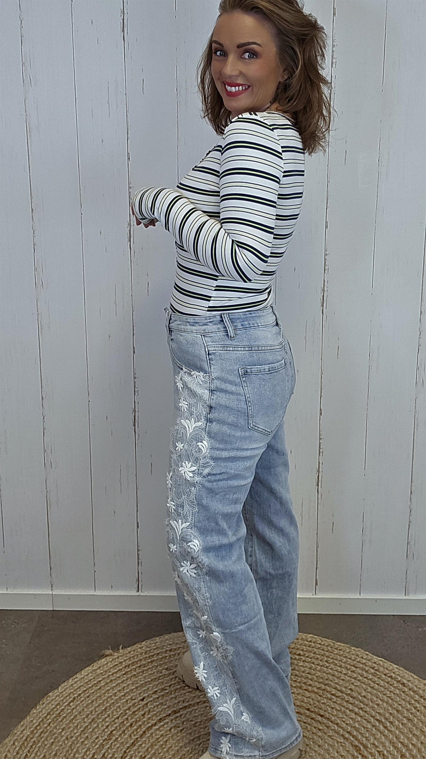 Carol jeans med blonder