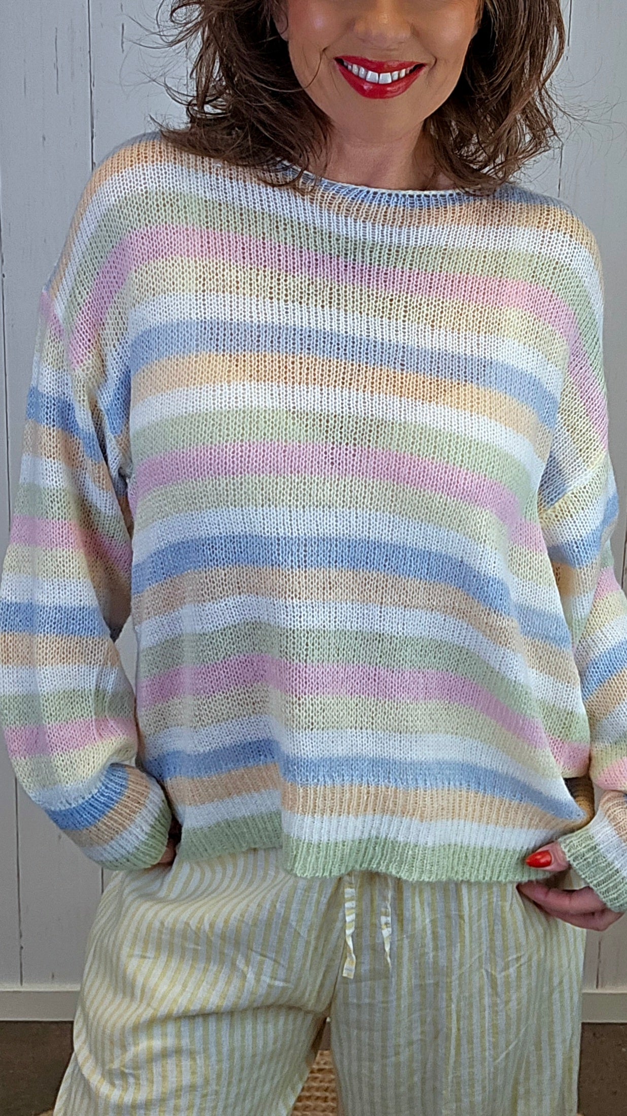 Heidi pastellstripet genser