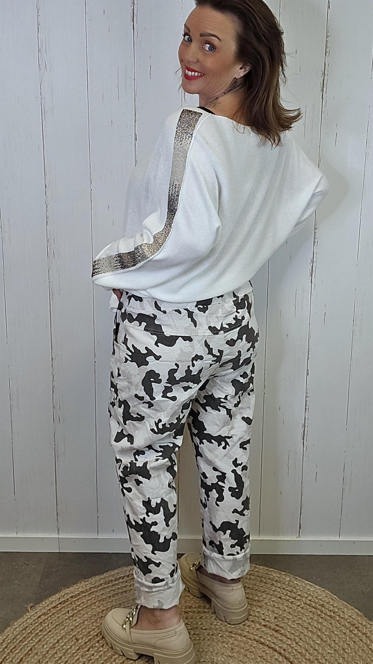 Sofia camo bukse hvit