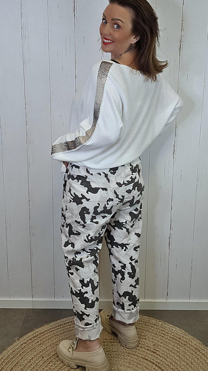 Sofia camo bukse hvit