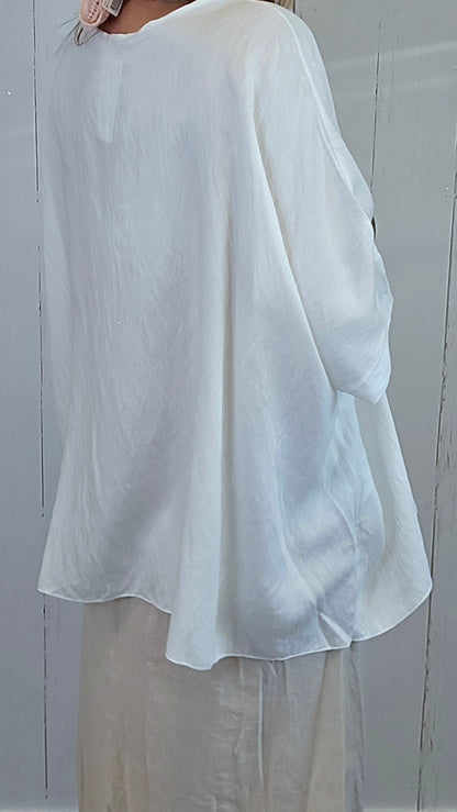 Poncho topp med skjerf offwhite