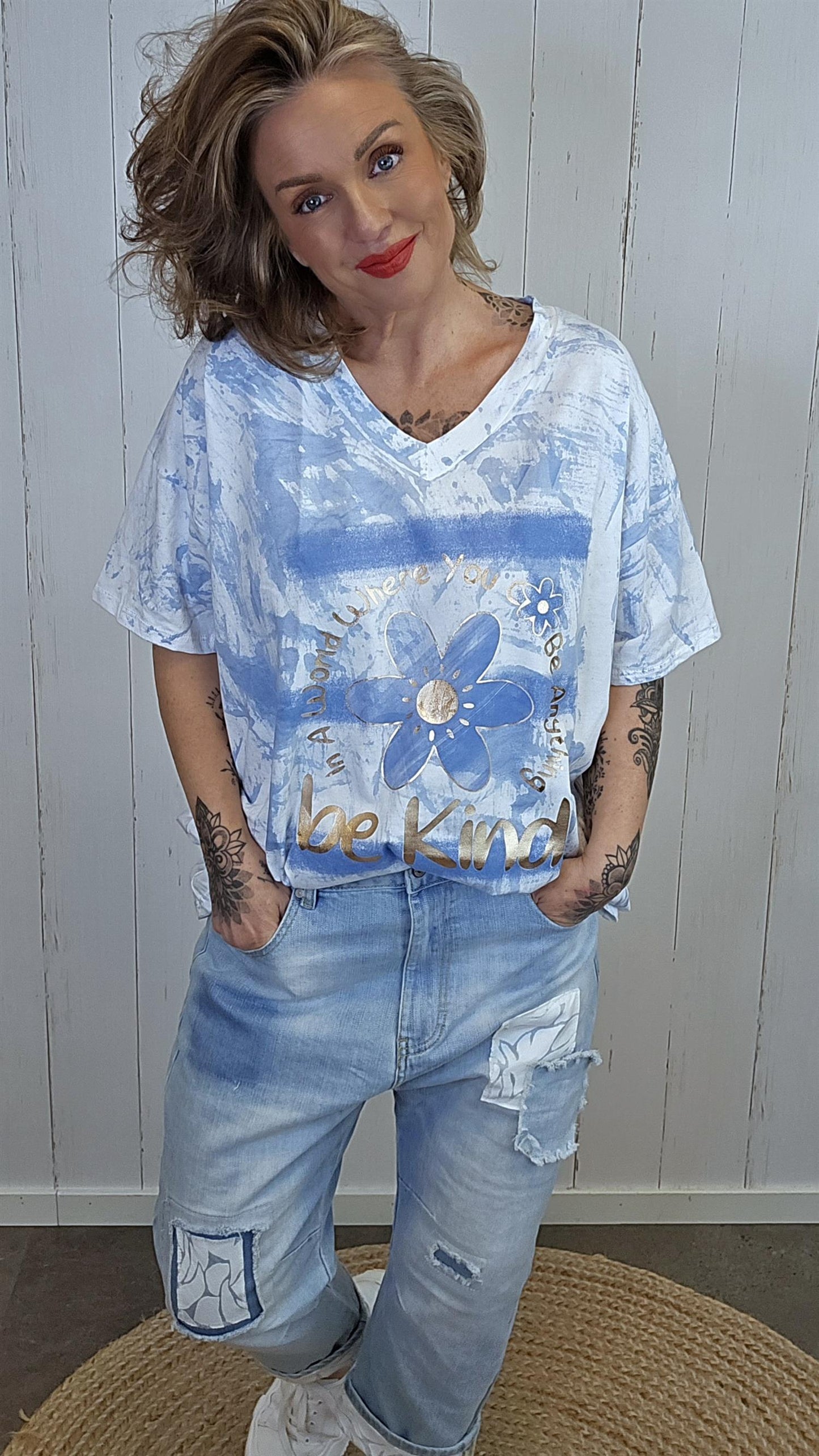 Alma t-skjorte Be Kind blå