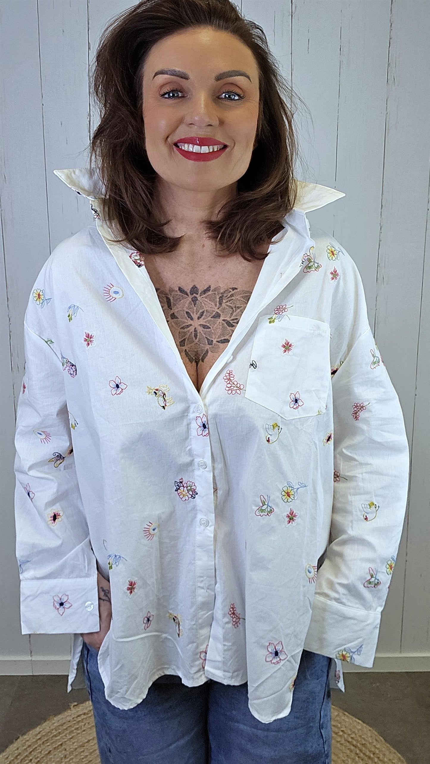 Linnea Brodert Skjorte Hvit