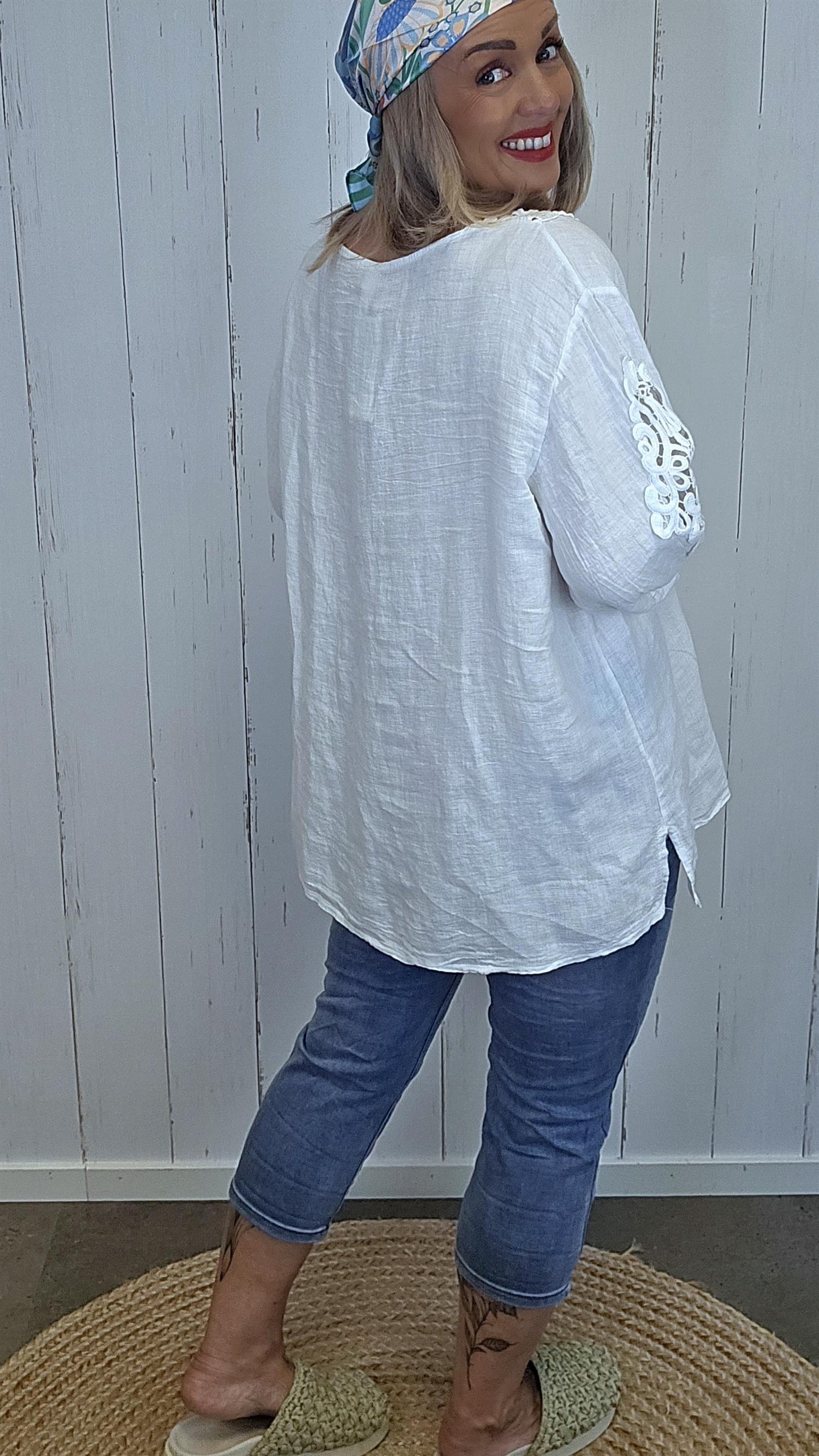 Ylva linbluse hvit