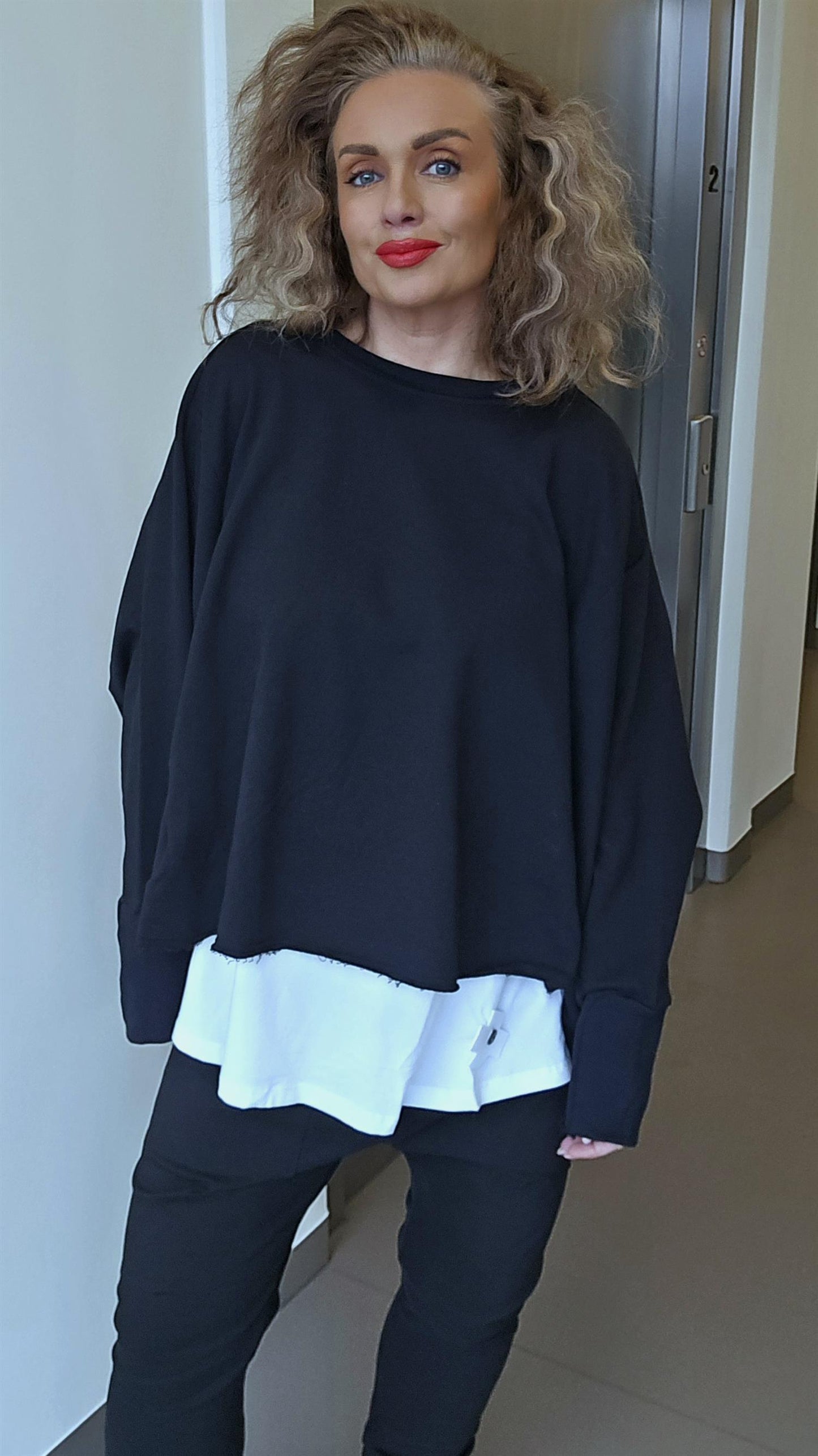 Wide short sweat svart