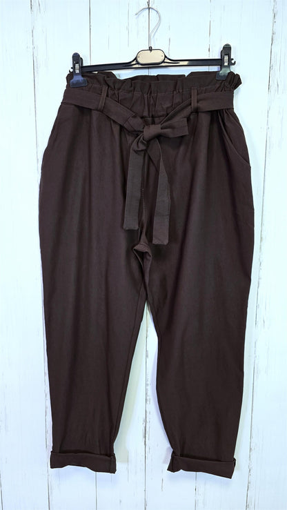 Bukse brun med knytebelte