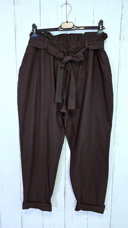 Bukse brun med knytebelte