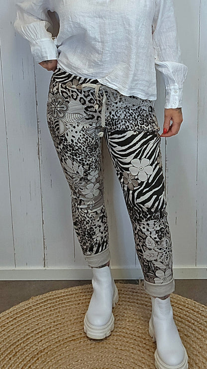 Kine mønstret bukse beige