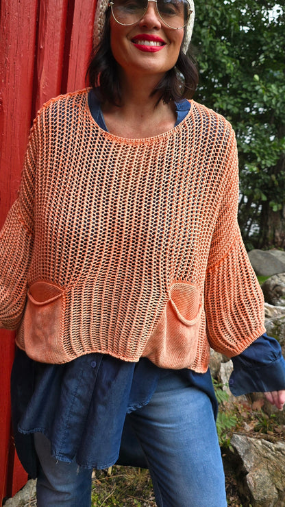 Oliva kort genser orange