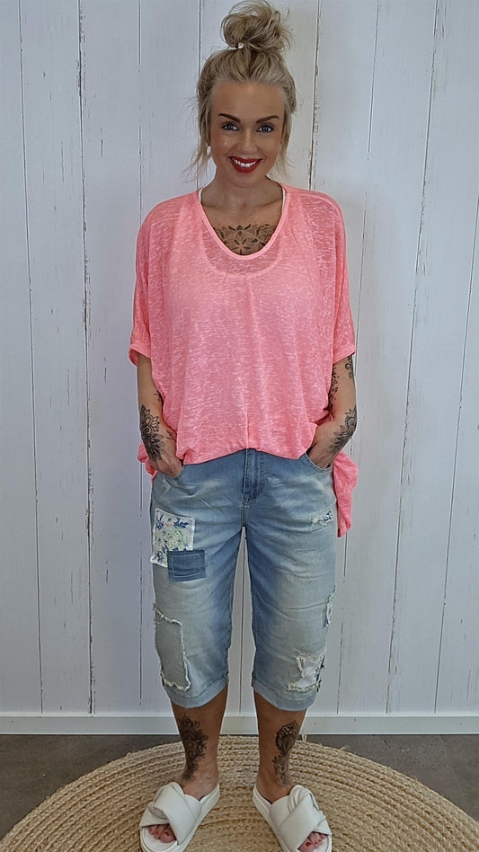 Sally jeansshorts med patches