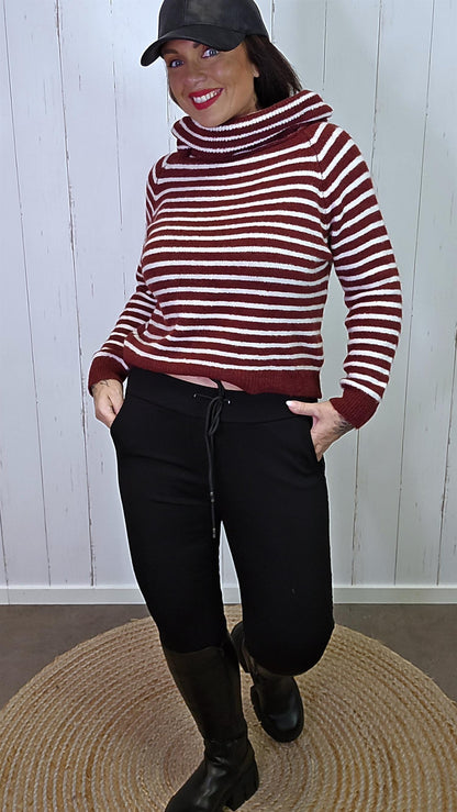 Kine sort bukse med paljettstripe