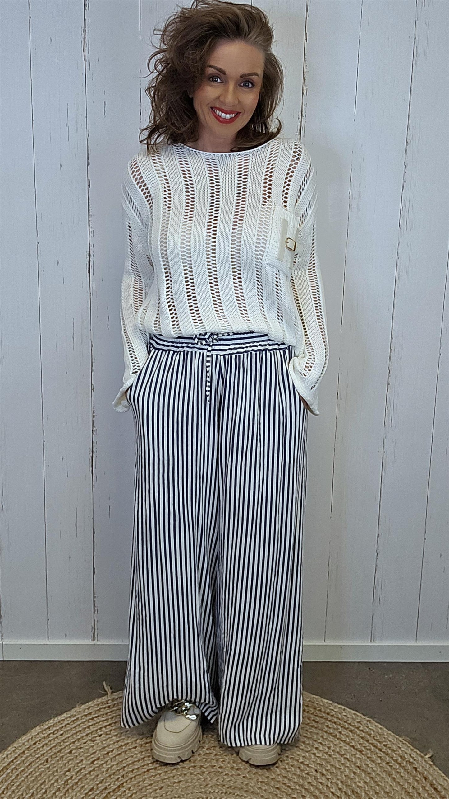 Lydia linbukse navy stripet