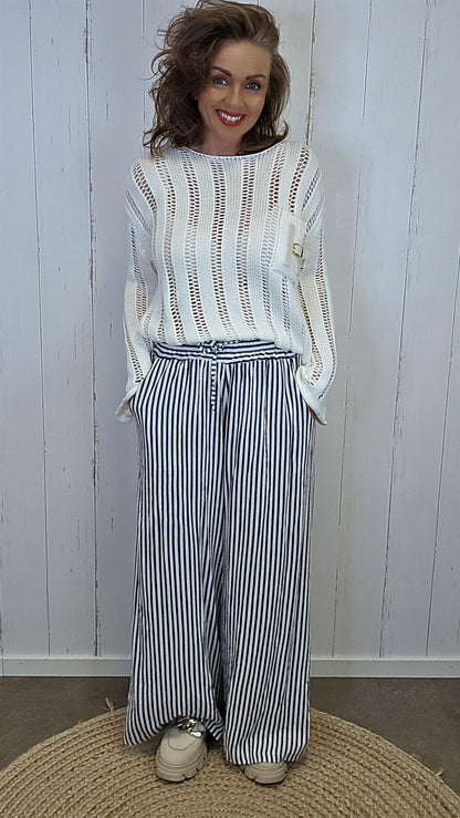 Lydia linbukse navy stripet