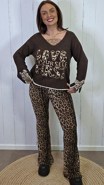 Selma leggings leopardmønstret flare