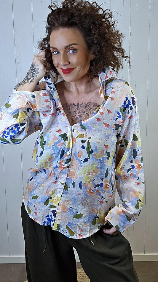 Sofie bomullsskjorte multicolor