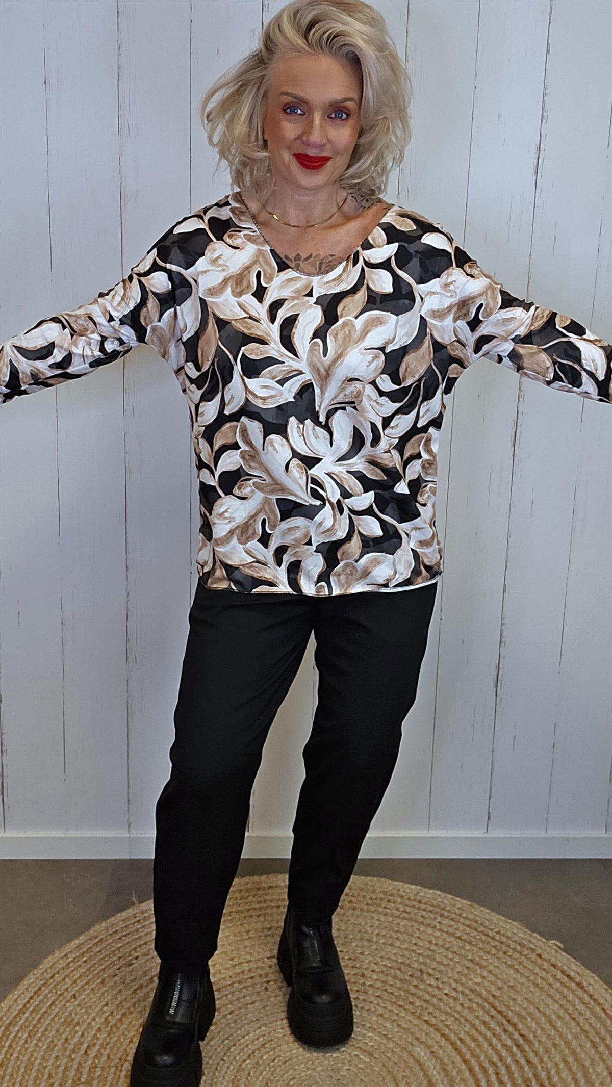 Vega topp med print Svart/Beige