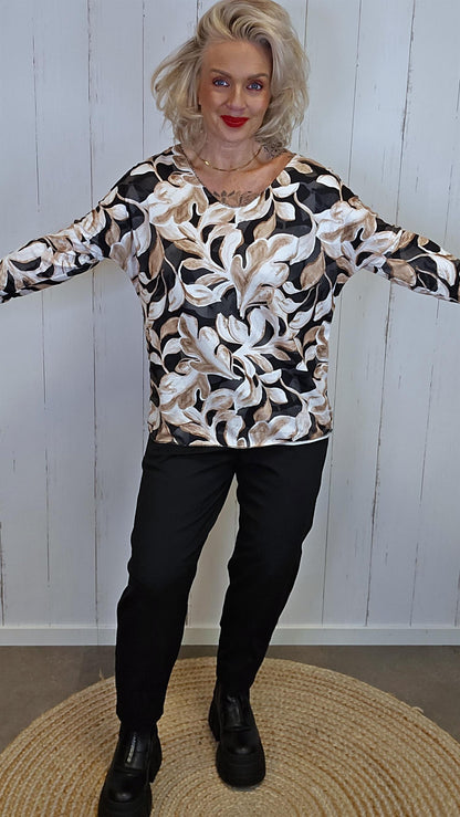 Vega topp med print Svart/Beige