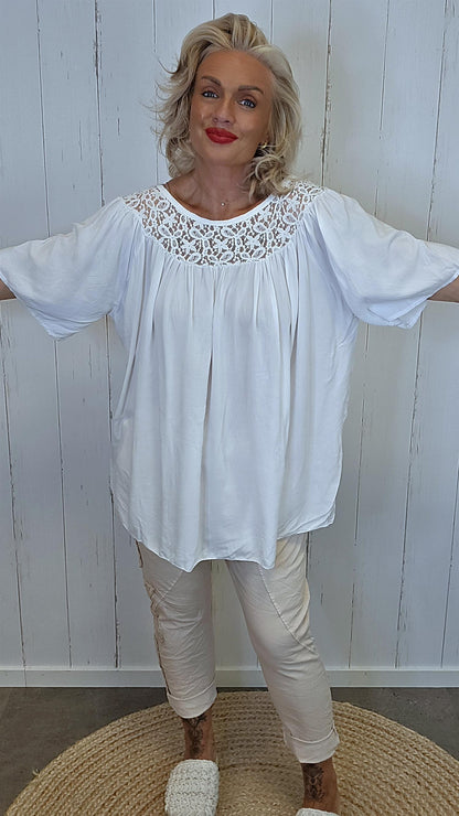 Freja blonde topp Hvit