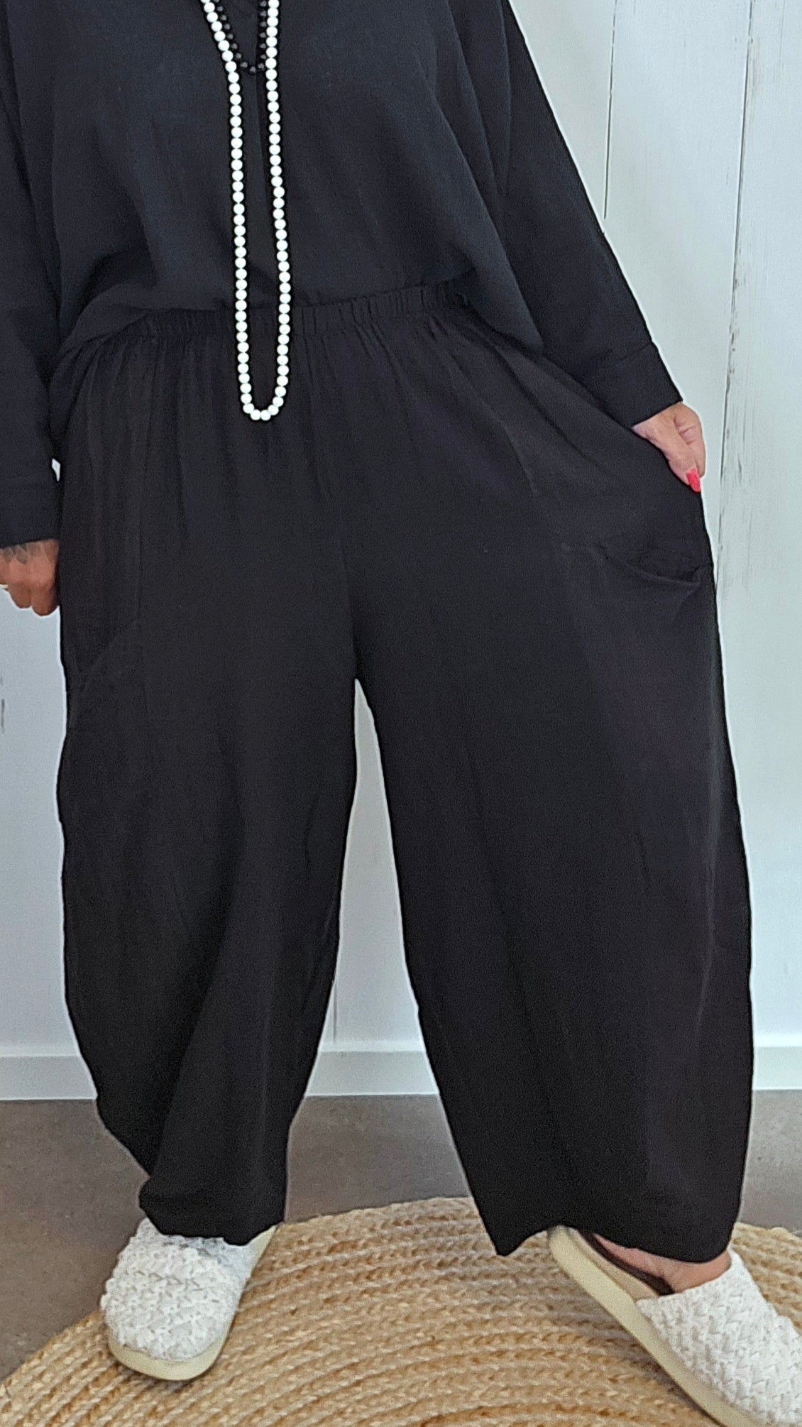 Becky baggy bukse svart
