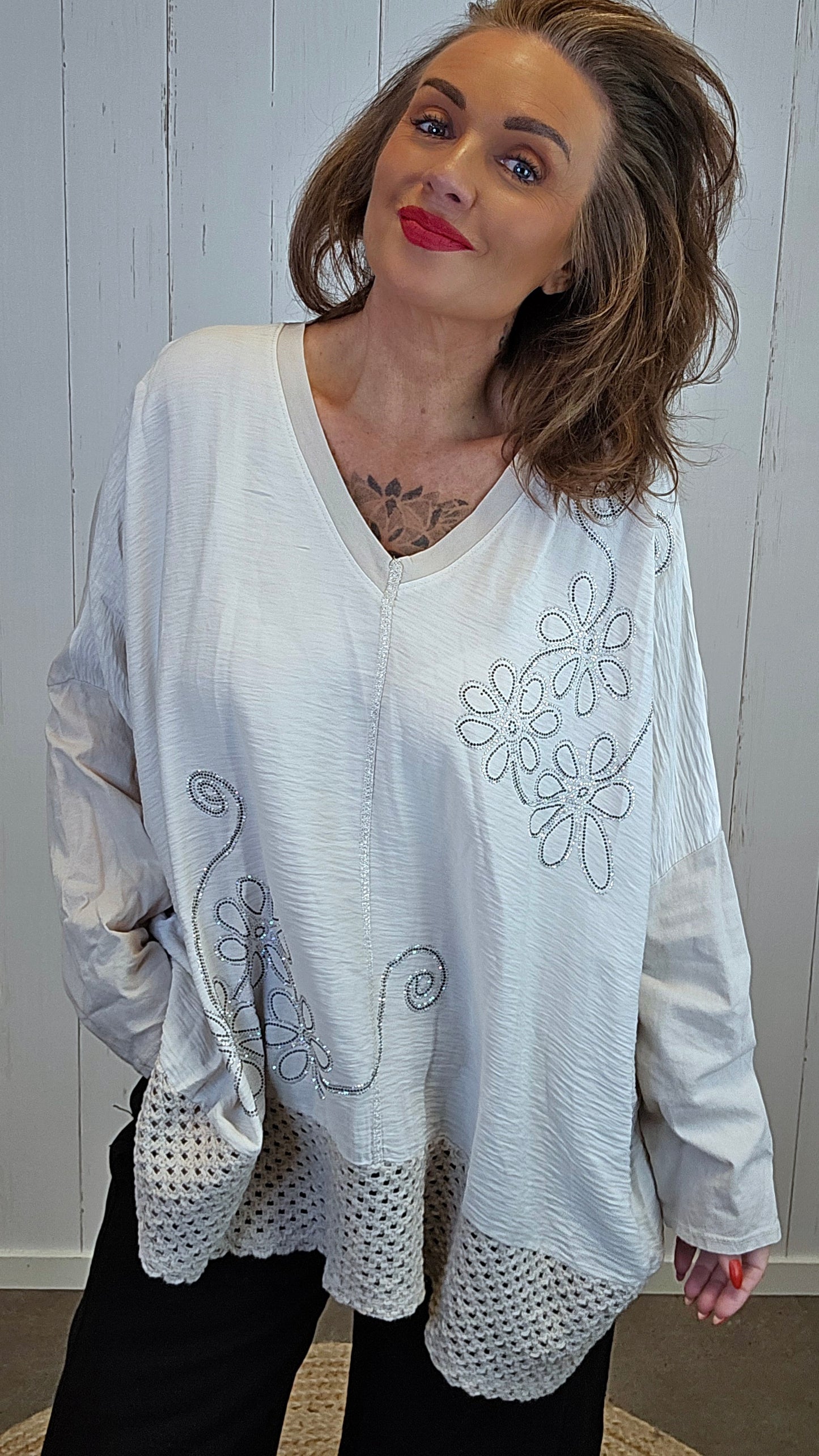 Giselle baggy topp beige