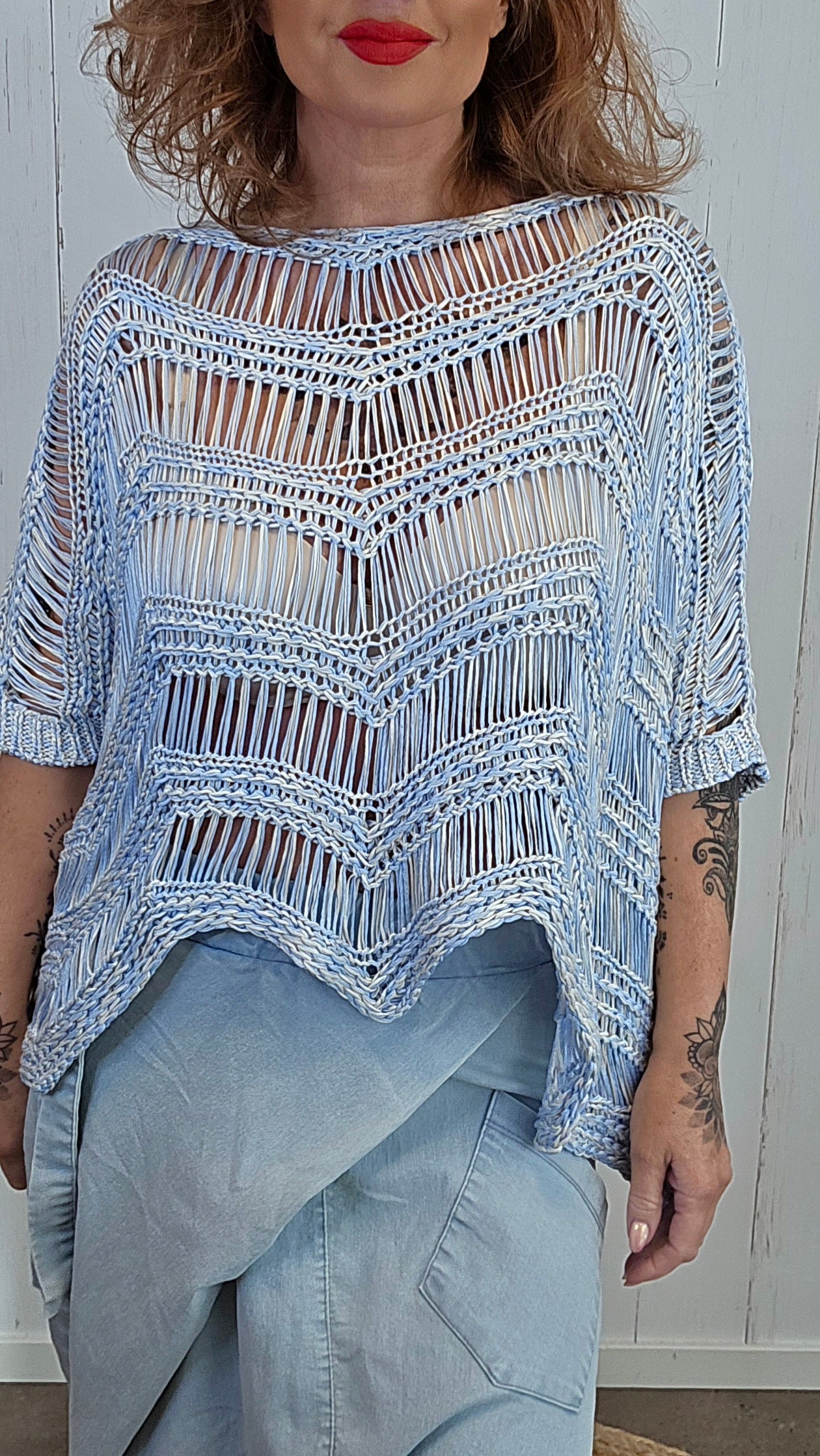 Vilde heklet ponchogenser blå