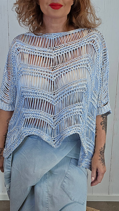 Vilde heklet ponchogenser blå
