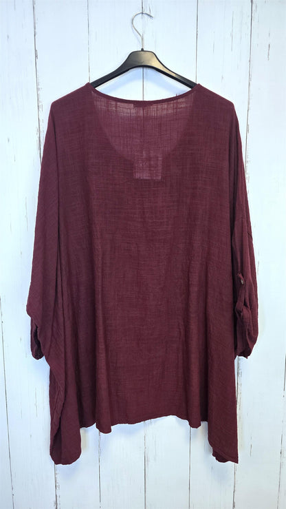 Melissa baggy topp burgunder