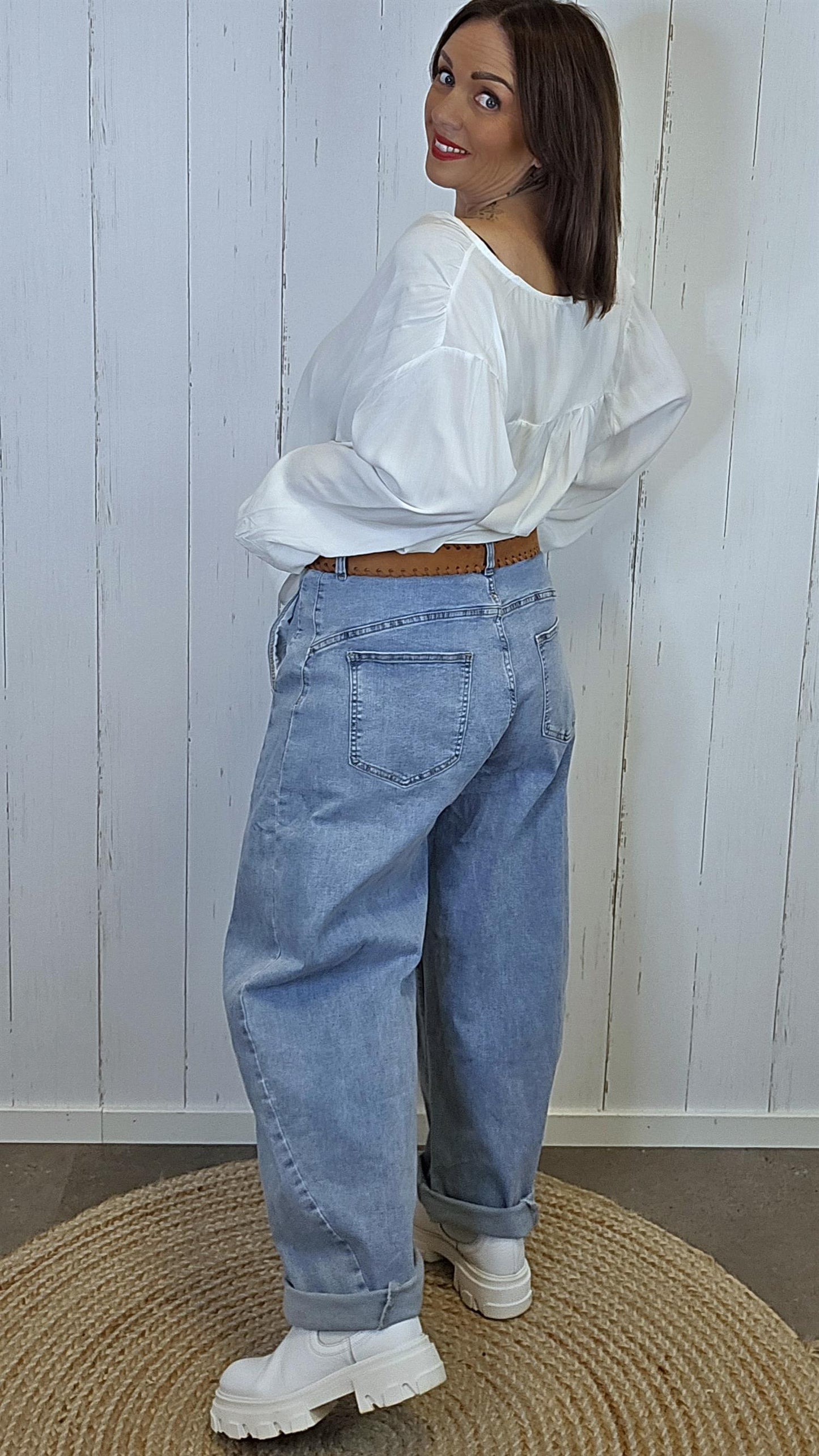 Anna barrel jeans lyseblå