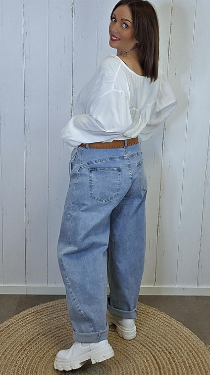 Anna barrel jeans lyseblå