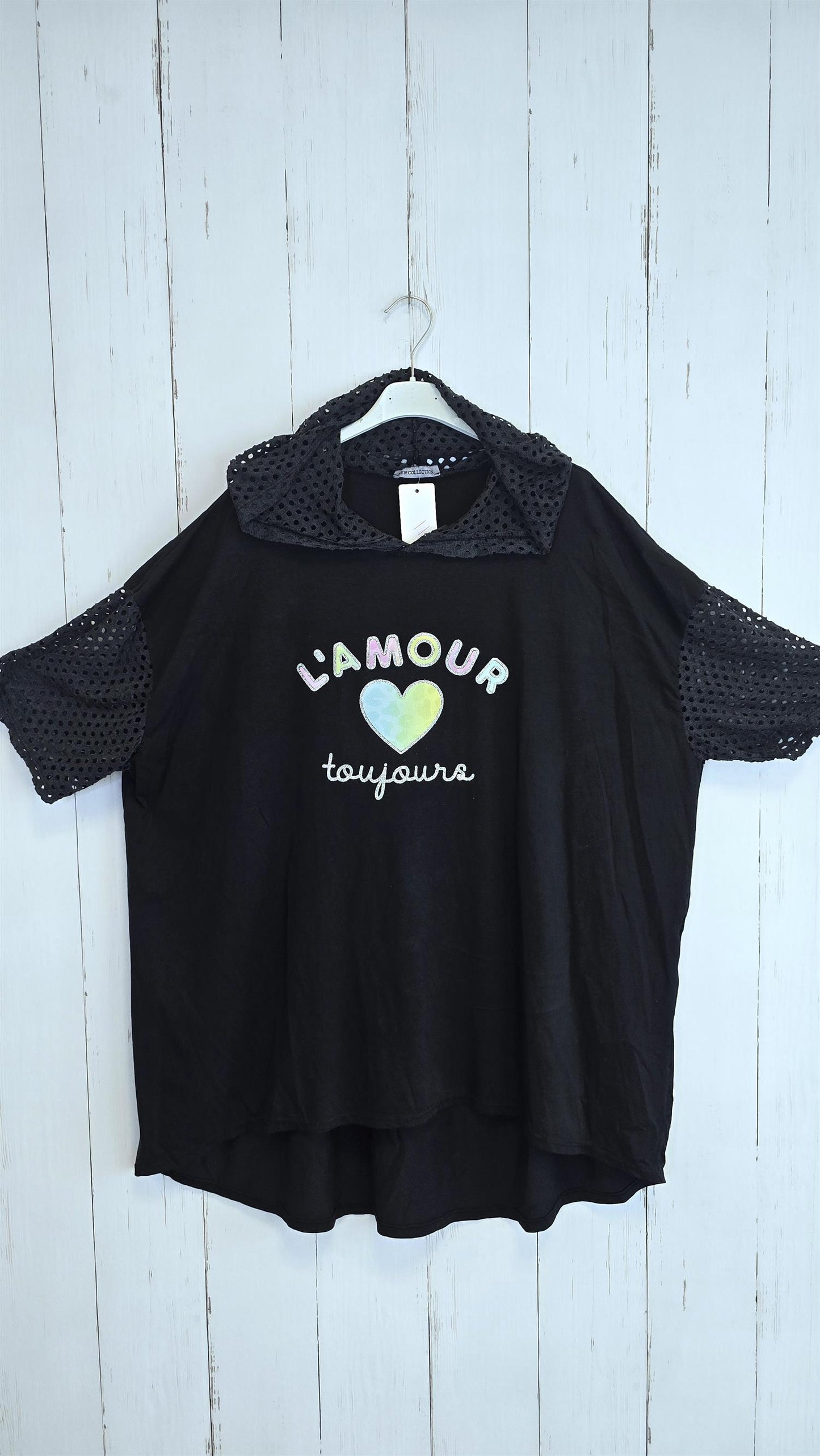 Amour Topp med Hette svart