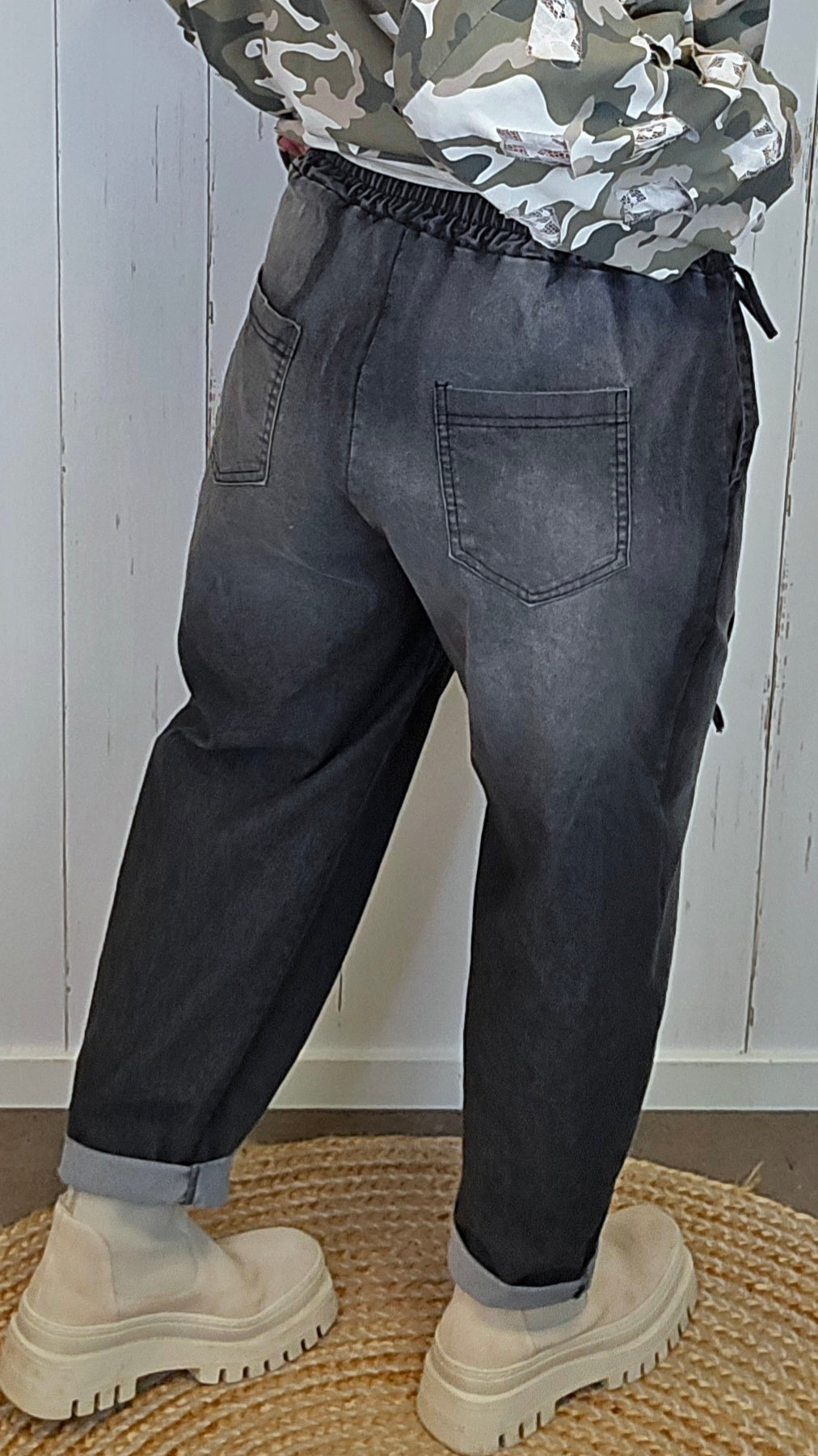 Alice denim-inspirert omslagsbukse
