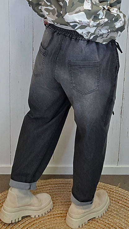 Alice denim-inspirert omslagsbukse