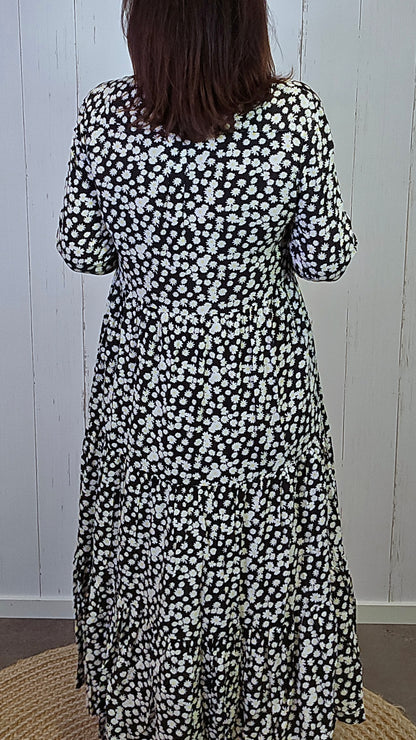 Eva blomster kjole sort