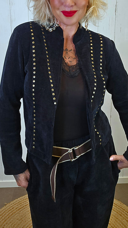 Kaia myk blazer med gullnagler svart