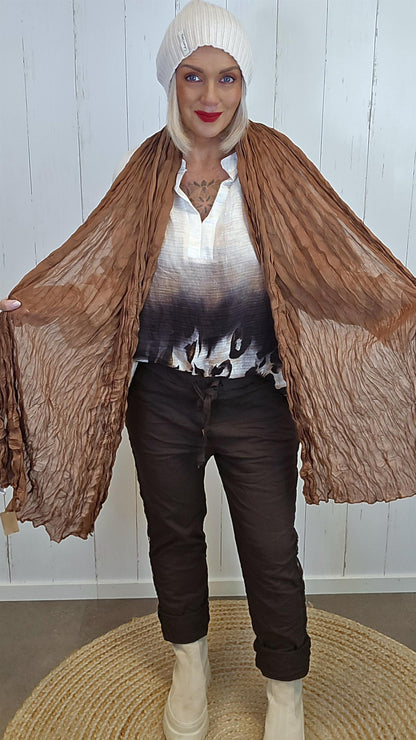 Crinkle skjerf varm brun