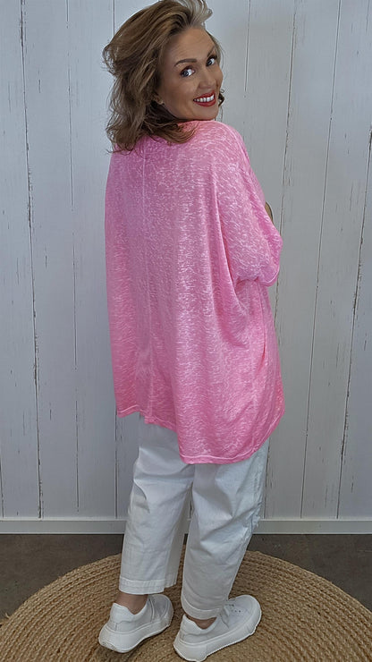 Catty oversized topp neon rosa