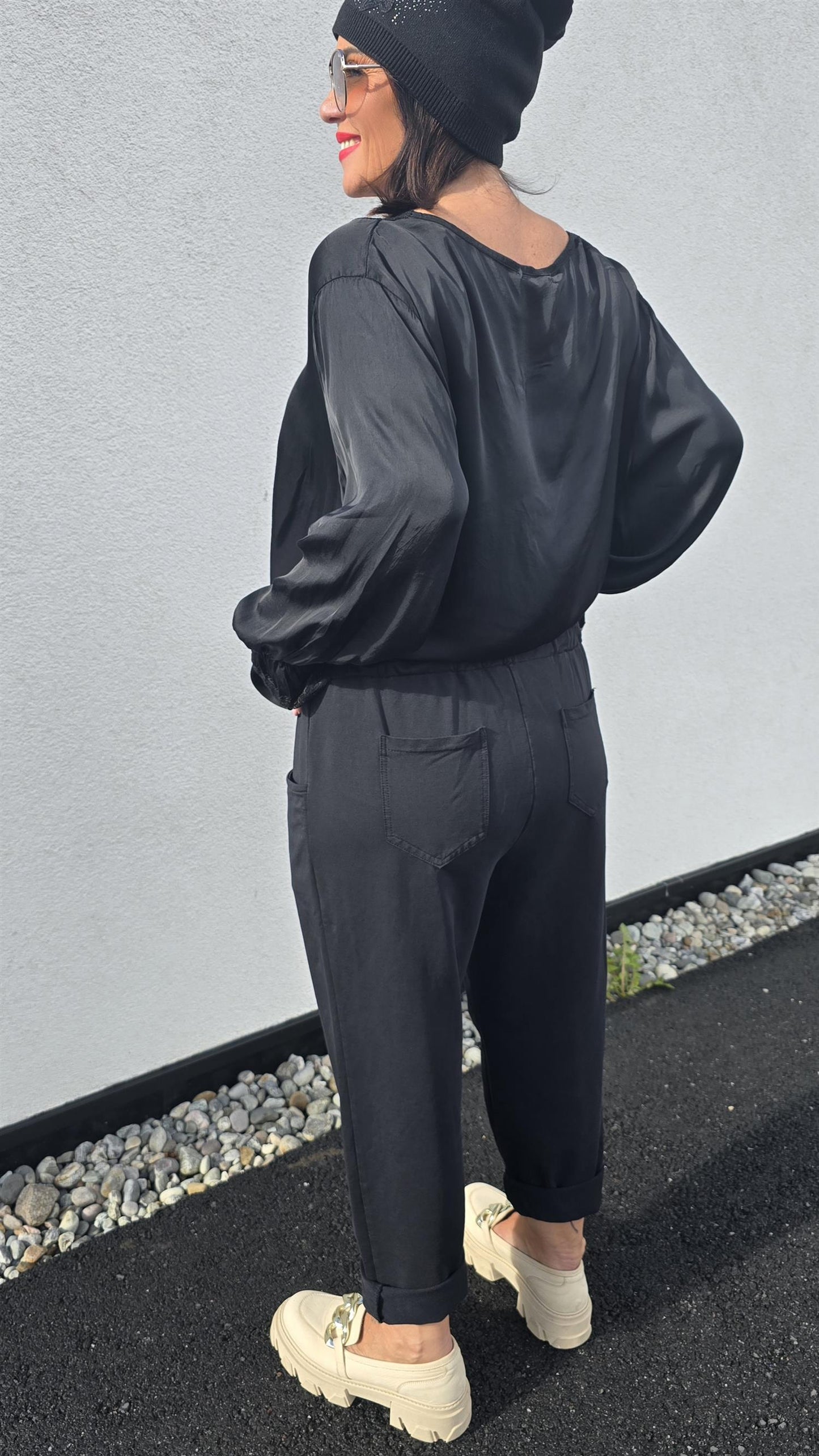 Jackie jogger bukse matt svart