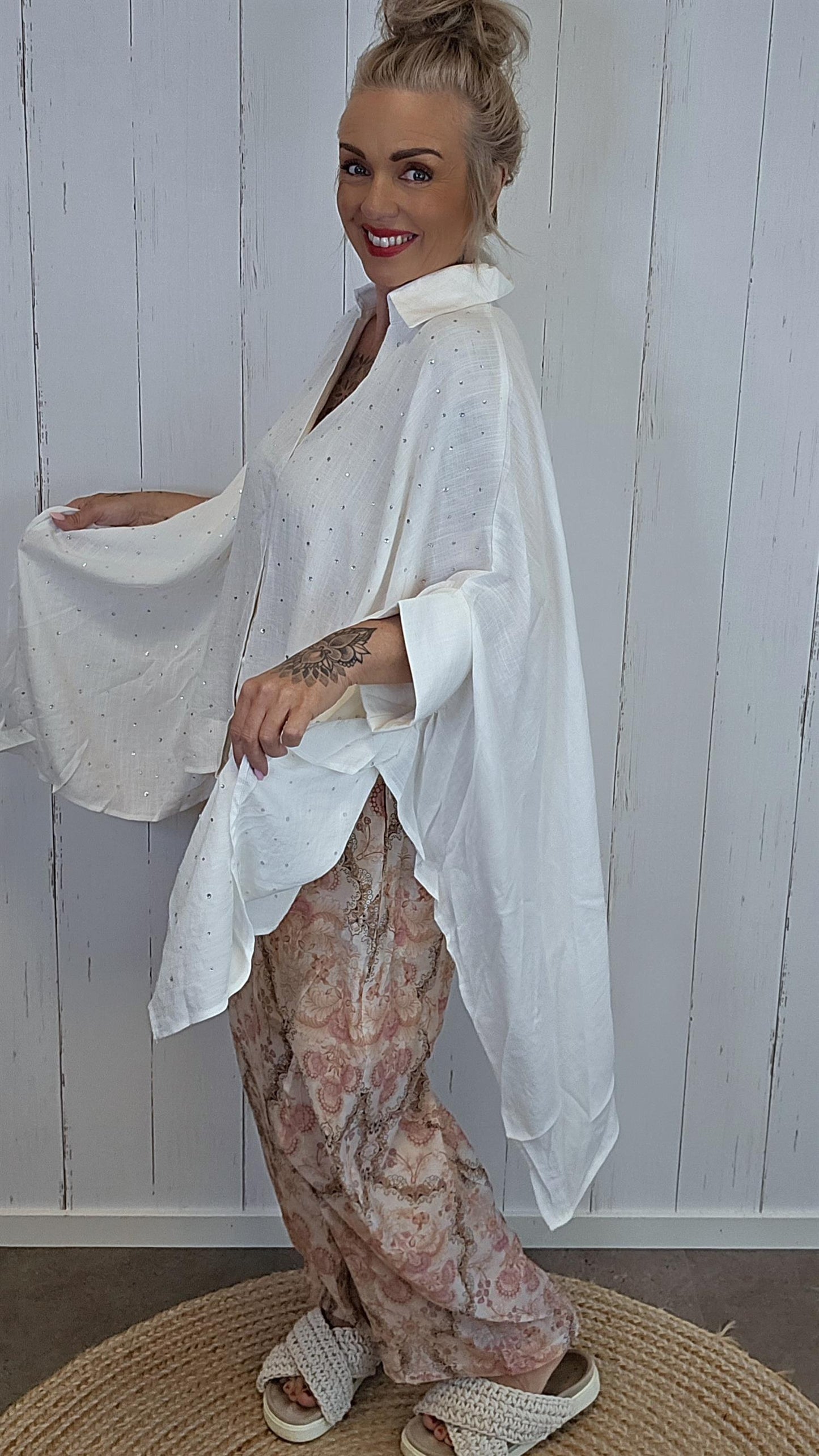 Dalia Poncho skjorte offwhite